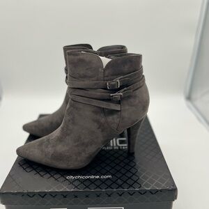 City Chic WIDE FIT ANKLE BOOT SULTRY,IN STEEL,SIZE 42 US 11.5